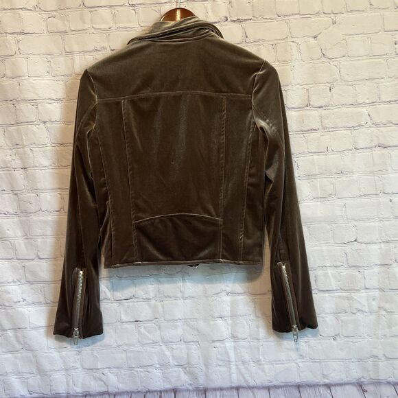 New Blank NYC Womens Size XS Stardust Velvet Moto Jacket Zip Up Cropped - Picture 5 of 11